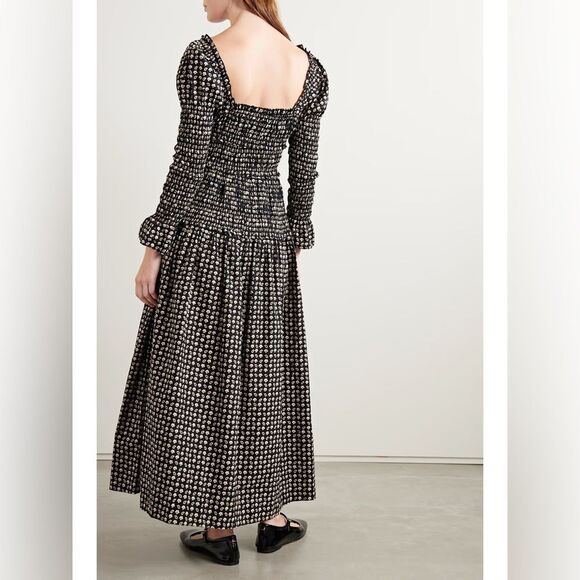 Doen NWT Bellamy shirred printed organic cotton-poplin maxi dress - Picture 4 of 5